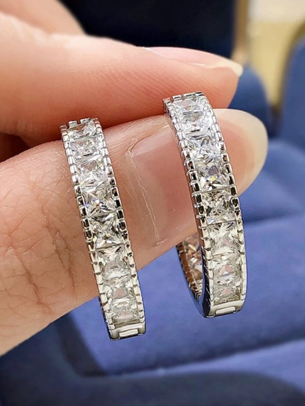 NEW 18K White Gold Large Hoop Earrings Gold Textured Hoops